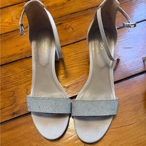 Aldo Silver Heels with Rhinestone Detail